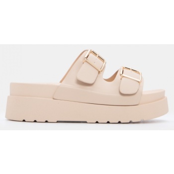 σανδάλια flatform με διπλές τόκες - μπεζ σε προσφορά