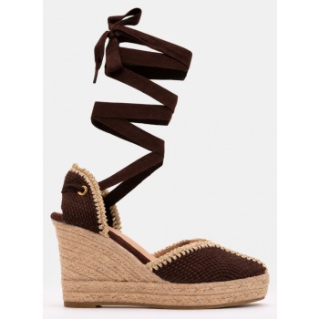 πλατφόρμες εσπαντρίγιες lace up - καφέ σε προσφορά