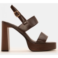  πέδιλα με διπλά λουράκια - καφέ σκούρο