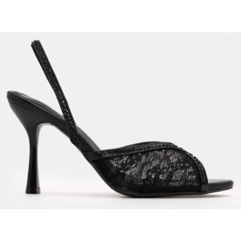 mules μυτερά με τακούνι & strass - μαύρο σε προσφορά