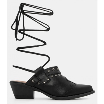 clogs western lace up με τρούκς - μαύρο σε προσφορά