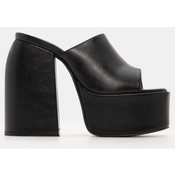 mules με φαρδιά φάσα & φιάπα - μαύρο σε προσφορά