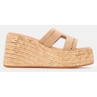  πλατφόρμες με φαρδιά φάσα - μπεζ-σκούρο