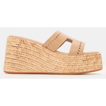 πλατφόρμες με φαρδιά φάσα - μπεζ-σκούρο σε προσφορά