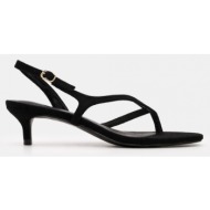  πέδιλα με λουράκια & τόκα - μαύρο