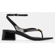  πέδιλα με μεταλλική λεπτομέρεια στην μπαρέτα - μαύρο