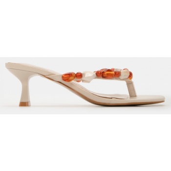 mules με διακοσμητικές χάντρες - μπεζ σε προσφορά