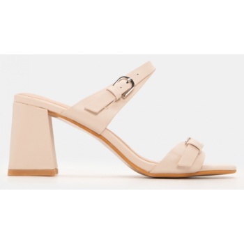 mules με διπλά λουράκια - μπεζ σε προσφορά