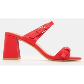 mules με διπλά λουράκια - κόκκινο σε προσφορά