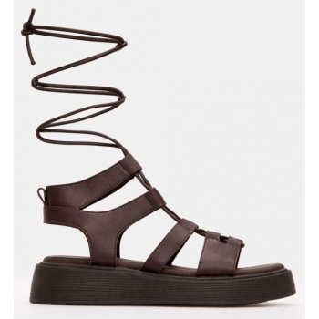 σανδάλια flatform gladiator - καφέ σε προσφορά
