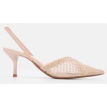 γόβες με πλεκτό σχέδιο - μπεζ σε προσφορά