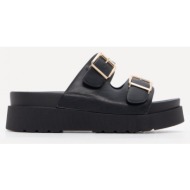  σανδάλια flatform με διπλές τόκες - μαύρο