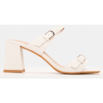mules με διπλά λουράκια - λευκό σε προσφορά