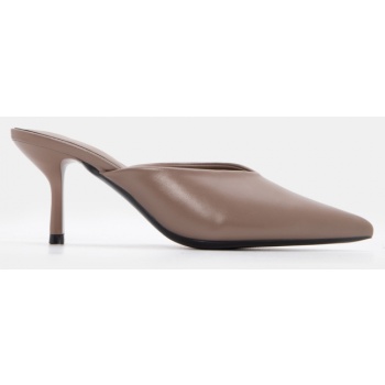 mules μυτερά μονόχρωμα - μπεζ-σκούρο σε προσφορά