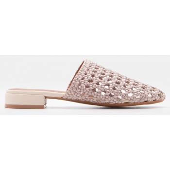 flat mules με πλεκτή πλέξη - μπεζ σε προσφορά