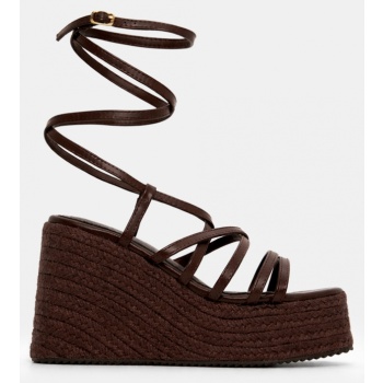 πλατφόρμες εσπαντρίγιες lace up - καφέ σε προσφορά