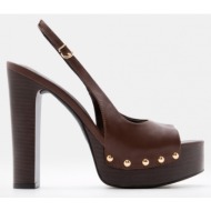  clogs πέδιλα με τρουκς - καφέ