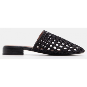 flat mules με πλεκτή πλέξη - μαύρο σε προσφορά