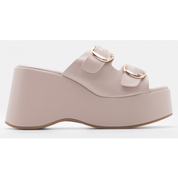 πλατφόρμες με διπλές τόκες - μπεζ σε προσφορά