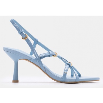 πέδιλα με λουράκια & τόκες - γαλάζιο σε προσφορά