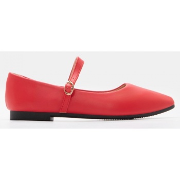 γοβάκια με λουράκι & τόκα - κόκκινο σε προσφορά