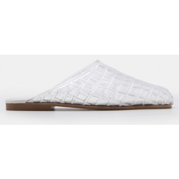 mules flat με πλέξη - λευκό σε προσφορά