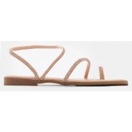  luigi design - flat σανδάλια με λουράκια από strass - χαλκός