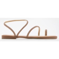  luigi design - flat σανδάλια με λουράκια από strass - χρυσό