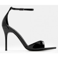  luigi design - πέδιλα μυτερά με μπαρέτα - μαύρο-λουστρίνι