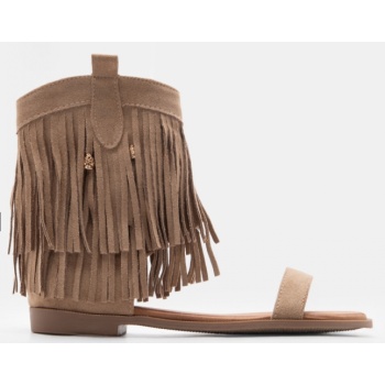 flat σανδάλια με κρόσσια & φερμουάρ  σε προσφορά