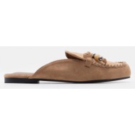  mules loafers με διακοσμητικό φιόγκο & χάντρες - κάμελ