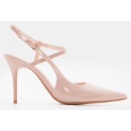  luigi design - γόβες μυτερές με τόκα - μπεζ