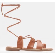  luigi design - flat σανδάλια gladiator - κάμελ