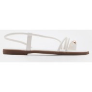  luigi design - flat σανδάλια με λοξό λουράκι με μεταλλική - λευκό