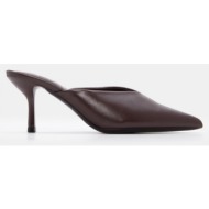  mules μυτερά μονόχρωμα - καφέ σκούρο