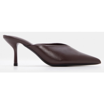 mules μυτερά μονόχρωμα - καφέ σκούρο σε προσφορά
