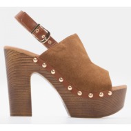  πλατφόρμες clogs με φαρδιά φάσα - κάμελ