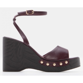 πλατφόρμα clogs με μπαρέτα - μπορντό σε προσφορά