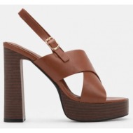  πλατφόρμες με χιαστί λουράκια & τόκα - κάμελ