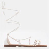  luigi design - flat σανδάλια gladiator & μεταλλική λεπτομέρεια - λευκό