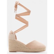  luigi design - πλατφόρμες εσπαντρίγιες lace up - μπεζ-σκούρο