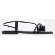  luigi design - flat σανδάλια με λοξό λουράκι με μεταλλική - μαύρο