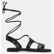  luigi design - flat σανδάλια gladiator - μαύρο