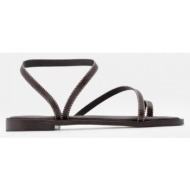  luigi design - flat σανδάλια με λοξό λουράκι - καφέ σκούρο