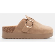  clogs σαμπό με διακοσμητικό λουράκι - μπεζ-σκούρο