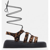  luigi design - σανδάλια flatform lace up - animal print