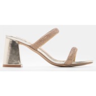  luigi design - mules με διπλά λουράκια από strass - χρυσό