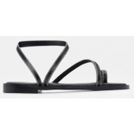  luigi design - flat σανδάλια με λοξό λουράκι - μαύρο