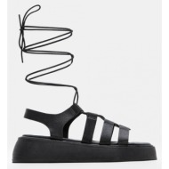  luigi design - σανδάλια flatform lace up - μαύρο