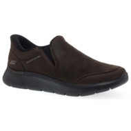  ανδρικά δερμάτινα slip on παπούτσια skechers 216334_choc